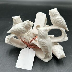 Elegant White Owl napkin ring Set